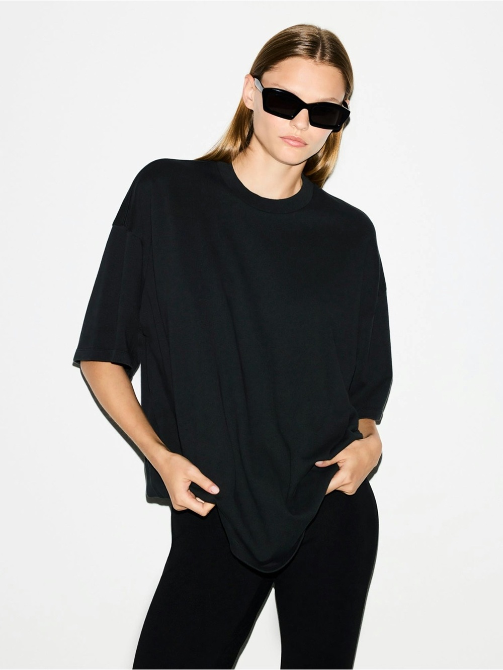 NWT SKIMS Heavy cotton jersey oversized short sleeve t shirt in onyx
